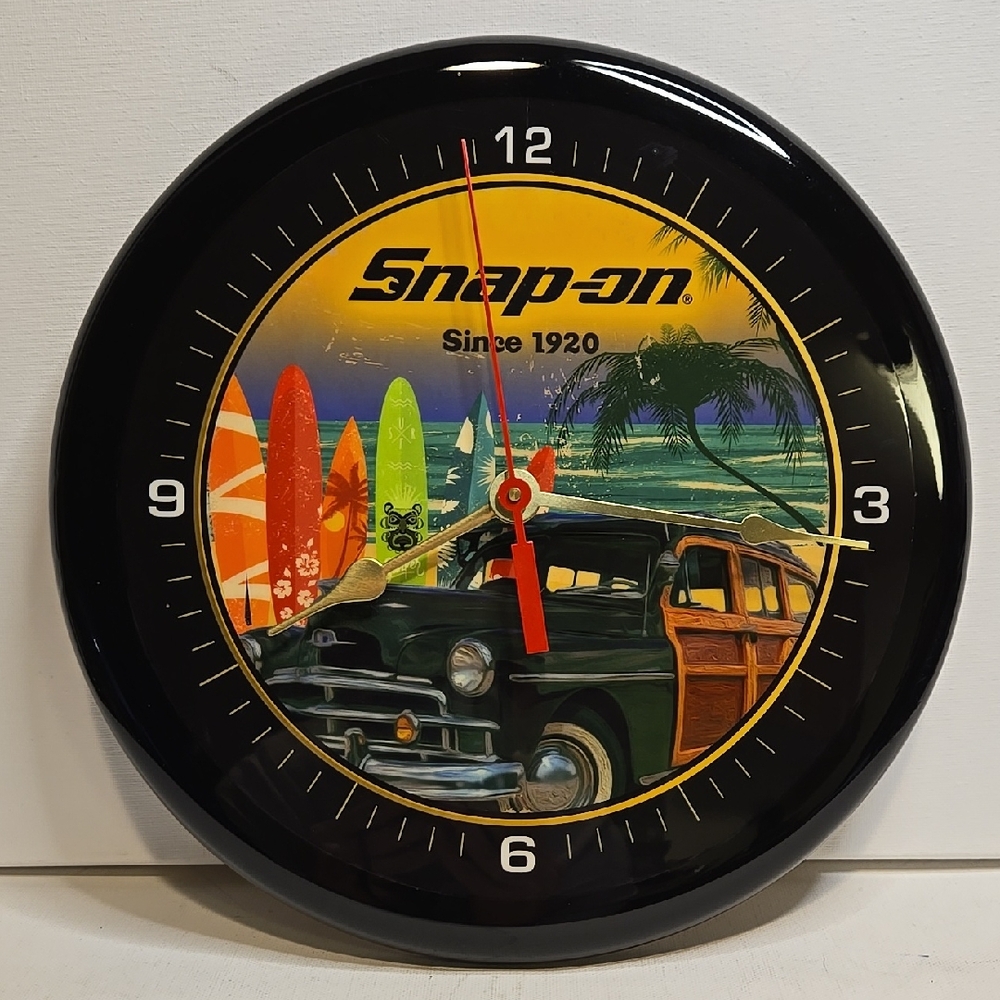 NIB, Snap-on Surfboard Wall Clock 11"